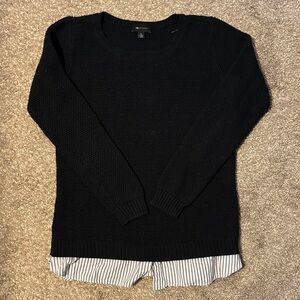 AB Studio Women's Black Sweater with Striped Hem
